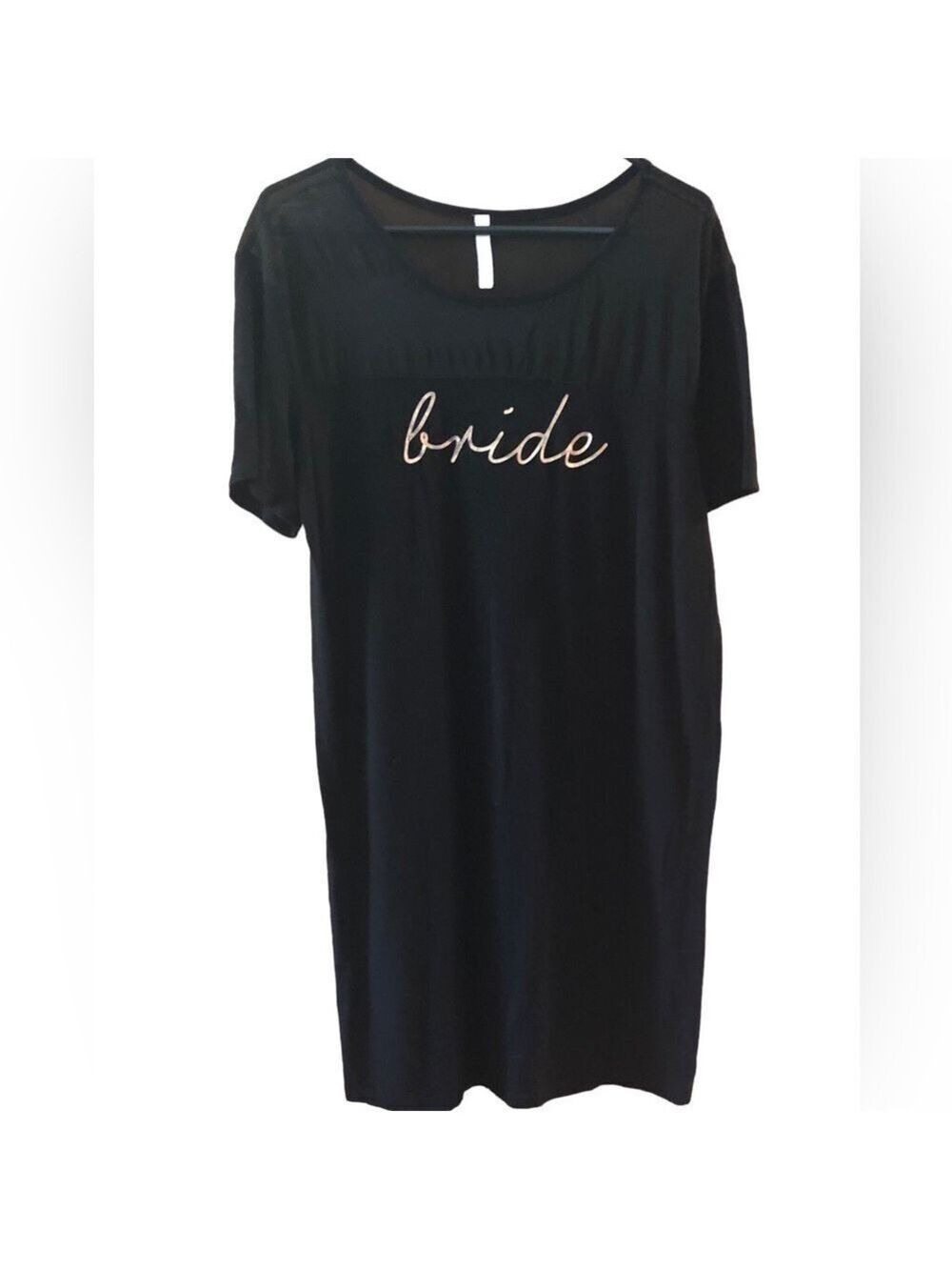 Love Peace Lounge Black Bride Dress with Rose Gold “Bride”, Size L